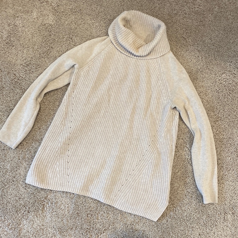 Lands End cowl neck cream colored sweater